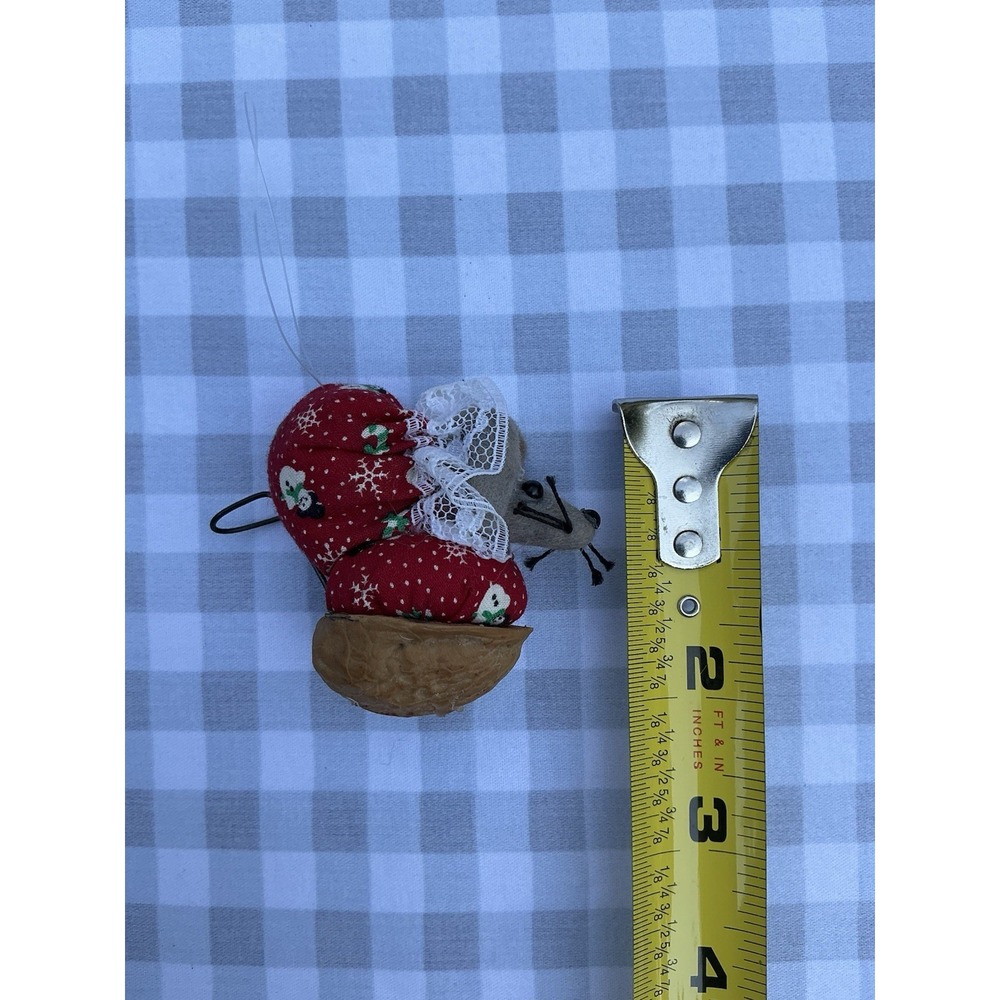 VTG Handmade Felt Mouse Christmas Ornament In Walnut Cottage Core Mice‎ Decor - Picture 5 of 7